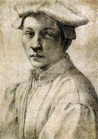 Portrait of Andrea Quaratesi Around 1532 Black Chalk on Paper by Michelangelo Buonarroti