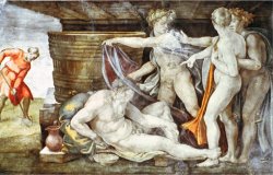Sistine Chapel Ceiling Drunkenness of Noah by Michelangelo Buonarroti