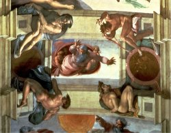 Sistine Chapel Ceiling God Separating The Land From The Sea with Four Ignudi 1510 by Michelangelo Buonarroti