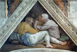 Sistine Chapel Ceiling The Ancestors of Christ Pre Restoration by Michelangelo Buonarroti