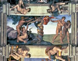 Sistine Chapel Ceiling The Fall of Man And The Expulsion From The Garden of Eden by Michelangelo Buonarroti