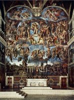 Sistine Chapel with The Retable of The Last Judgement Fall of The Damned by Michelangelo Buonarroti