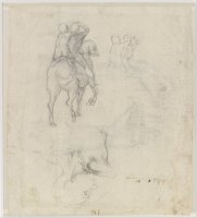 Studies of a Horse with Two Nude Riders And a Male Torso by Michelangelo Buonarroti