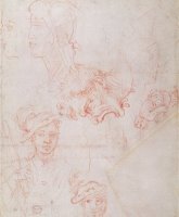 Studies of Heads 1508 12 by Michelangelo Buonarroti
