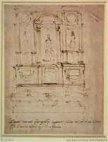 Study for The Tomb of Pope Julius II Brown Ink by Michelangelo Buonarroti