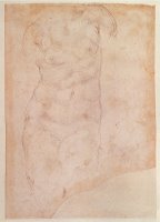 Study of a Female Nude Black Chalk on Paper by Michelangelo Buonarroti