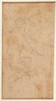 Study of a Figure with Pouncing Marks Black Chalk on Paper Verso by Michelangelo Buonarroti