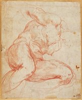 Study of a Nude Red Chalk on Paper by Michelangelo Buonarroti