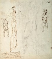 Study of The Christ Child And an Anatomical Drawing with Notes by Michelangelo Buonarroti