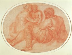 Study of The Holy Family Red Chalk on Paper by Michelangelo Buonarroti