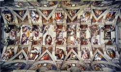 The Sistine Chapel Ceiling Frescos After Restoration by Michelangelo Buonarroti
