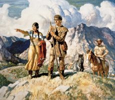 Sacagawea with Lewis and Clark during their expedition of 1804-06 by Newell Convers Wyeth
