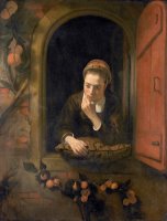 Meisje Aan Het Venster, Bekend Als 'de Peinzende' by Nicolaes Maes