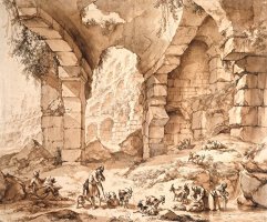 Gezicht Op De Ruines Van Het Colosseum by Nicolaes Pietersz Berchem