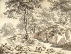 Herder Met Schapen Bij Een Ruine Tussen Bomen by Nicolaes Pietersz Berchem