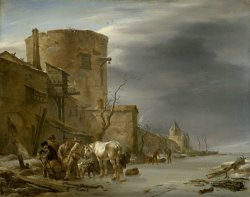 The City Wall of Haarlem in The Winter by Nicolaes Pietersz Berchem