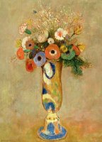 Flowers In A Painted Vase by Odilon Redon