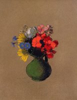 Geraniums And Flowers Of The Field by Odilon Redon