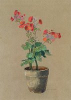 Geraniums In A Pot by Odilon Redon