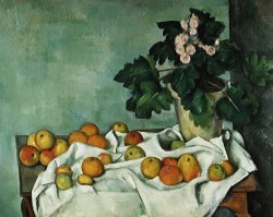 Apples And Primroses by Paul Cezanne