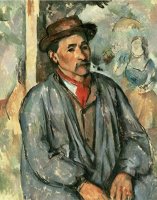 Farmer in Blue Shirt 1895 97 by Paul Cezanne