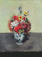Flowers in a Delft Vase C 1873 75 by Paul Cezanne