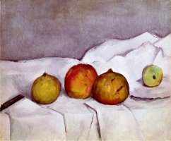 Fruit on a Cloth C 1890 by Paul Cezanne
