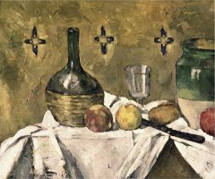 Glass And Fruit Flask by Paul Cezanne