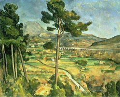 Landscape with Viaduct Montagne Sainte Victoire C 1885 87 Oil on Canvas by Paul Cezanne