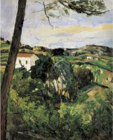 Pine Tree at L Estaque Landscape with Red Roof by Paul Cezanne
