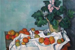 Still Life with Apples And a Pot of Primroses by Paul Cezanne