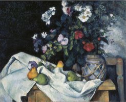Still Life with Flowers And Fruits by Paul Cezanne