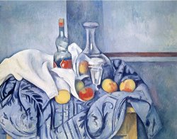 Still Life with Peaches And Bottles by Paul Cezanne