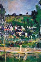 Village Behind The Fence by Paul Cezanne