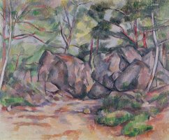 Woodland with Boulders 1893 by Paul Cezanne