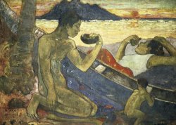 A Canoe (tahitian Family) by Paul Gauguin