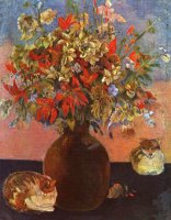 Flowers And Cats by Paul Gauguin