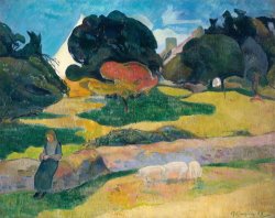 Girl Herding Pigs by Paul Gauguin