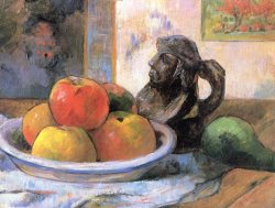 Still Life with Apples, a Pear, And a Ceramic Portrait Jug by Paul Gauguin