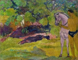 The Vanilla Grove, Man And Horse by Paul Gauguin