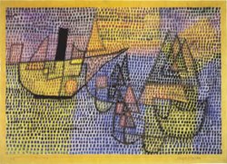 Steamboat And Sailing Boats C 1931 by Paul Klee