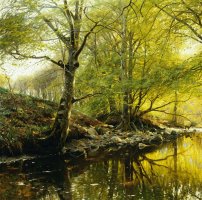 A Wooded River Landscape by Peder Monsted