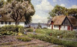 Children In A Farmyard by Peder Monsted