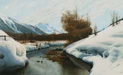 Near La Punt St Morritz In The Engadine Valley by Peder Monsted