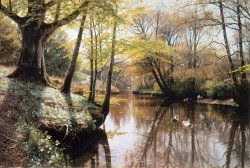A River Landscape in Springtime by Peder Mork Monsted
