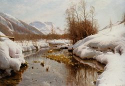 Snedaekket Flodbred by Peder Mork Monsted