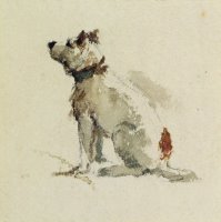  A Terrier - sitting facing left by Peter de Wint