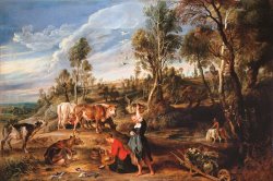 Milkmaids with Cattle in a Landscape, 'the Farm at Laken' by Peter Paul Rubens