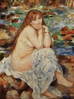Bather Seated on a Sand Bank by Pierre Auguste Renoir