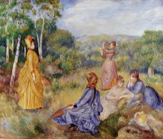 Girls Playing Battledore And Shuttlecock by Pierre Auguste Renoir